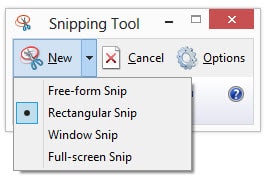 Snipping tool Mode Selection for Screen Capture