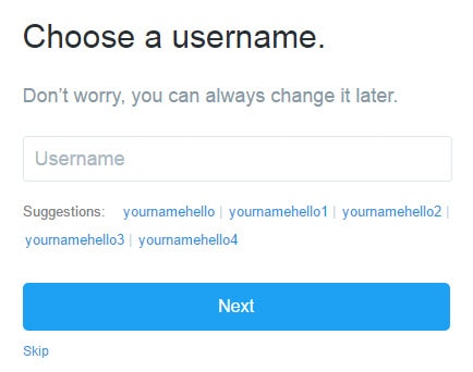 Choose a Username Twitter