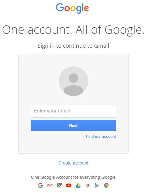 Enter Email in Gmail Sign in Page