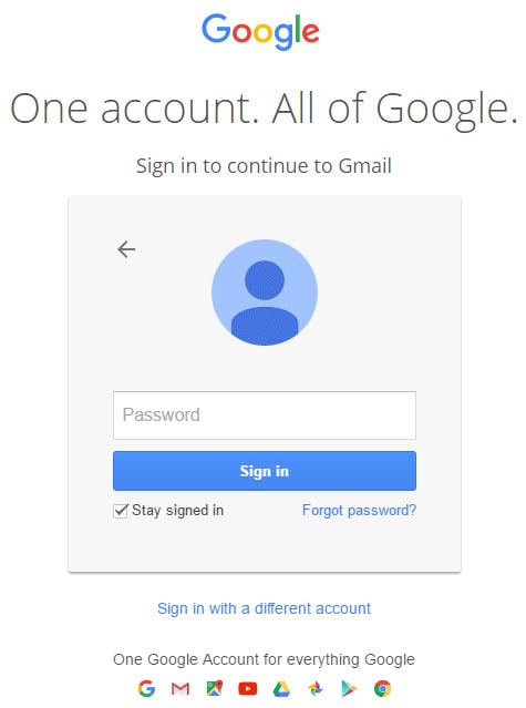 Password in Gmail Sign in Page