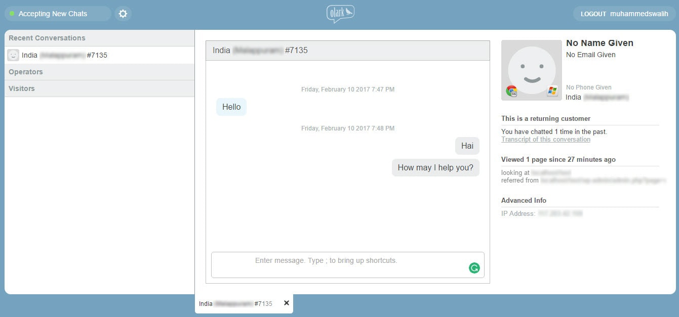 Review of Olark Chat Dashboard