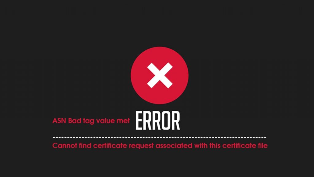 ASN Bad tag value met or Cannot find certificate request associated with this certificate file