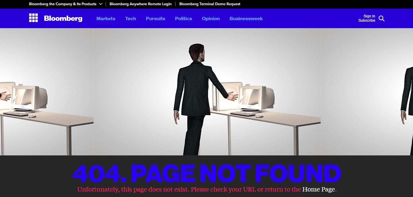 Bloomberg Error 404 Page