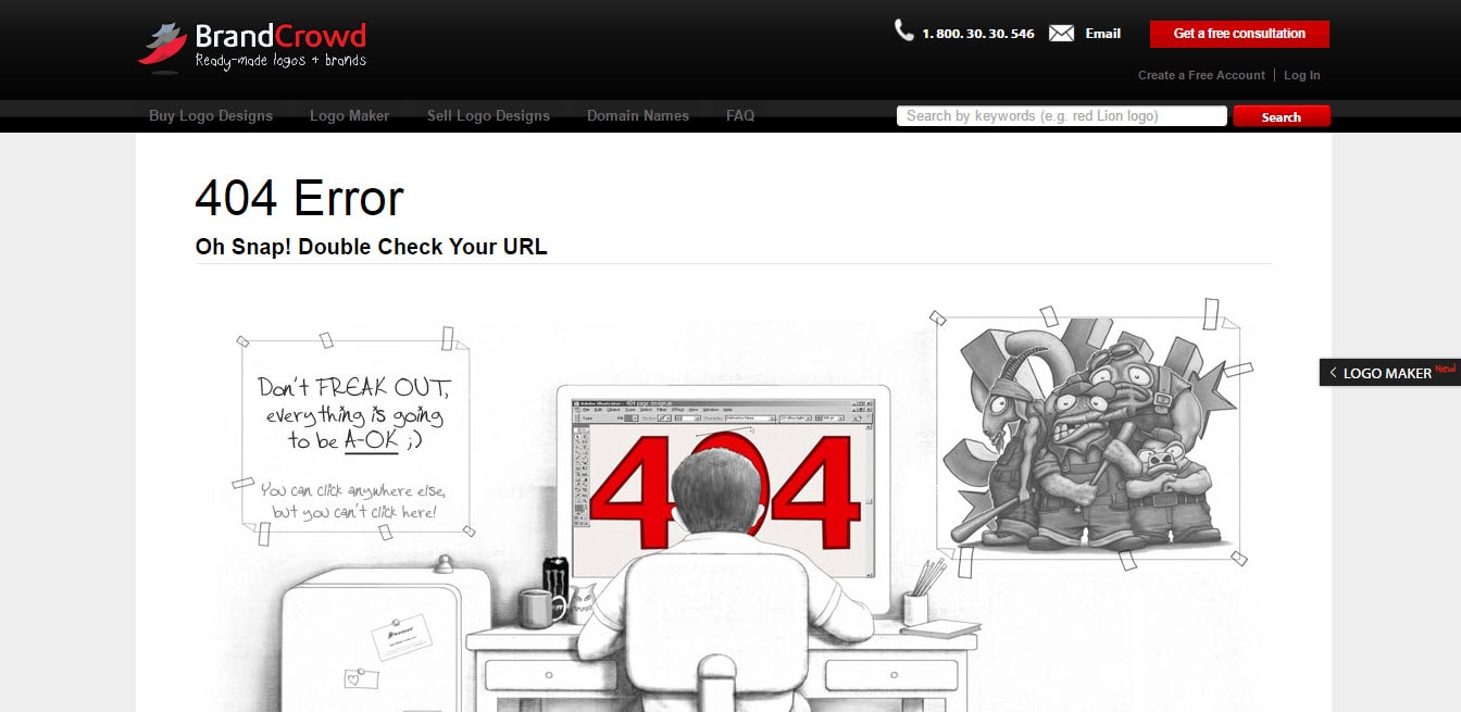 BrandCrowd 404 Issue Page