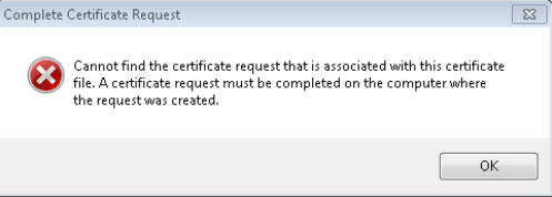 Cannot find certificate request associated with this certificate file