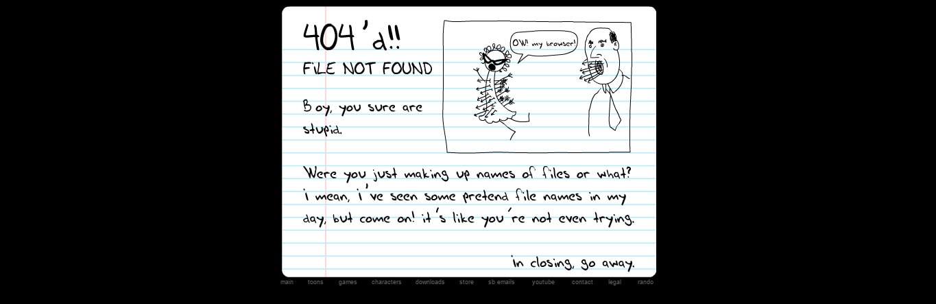 Homestar Runner Funniest 404 Error Page Not Found Page