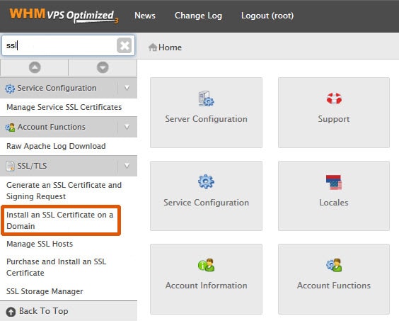 Install SSL on WHM