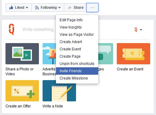 Invite friends to like page in FB