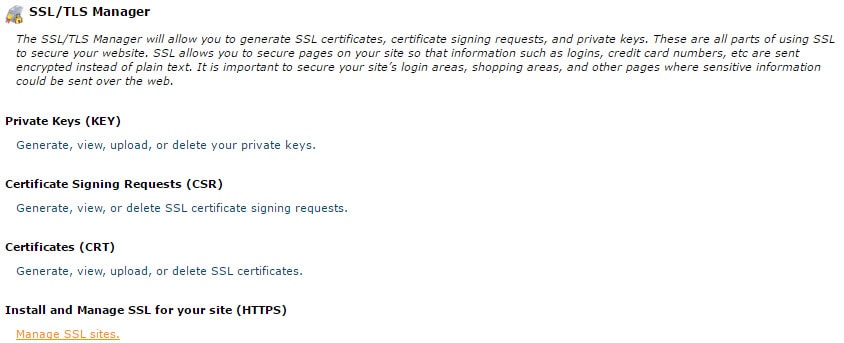 Manage SSL Sites