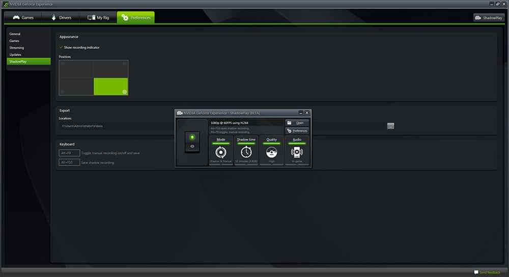 Nvidia Geforce Experience ShadowPlay