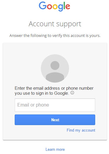 Reset Password in Gmail