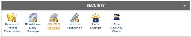 Security Section in cPanel