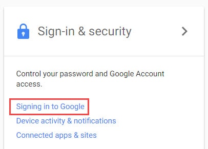 Signing in to Google in Gmail Password Reset