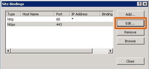 Site Binding Existing HTTPS IIS 7