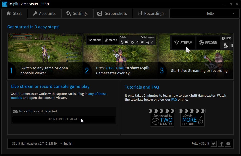 XSplit Gamecaster Program for Recording Game Screen