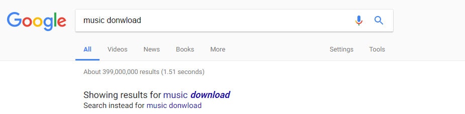 Incorrect Search in Google Website