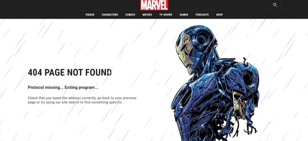 Marvel 404 Page