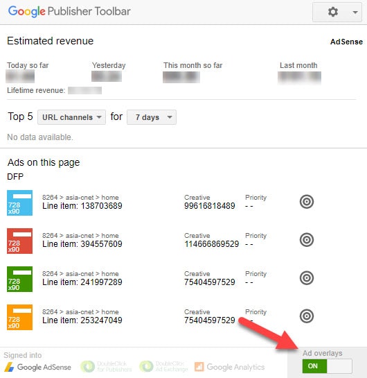Google Publisher Toolbar Interface