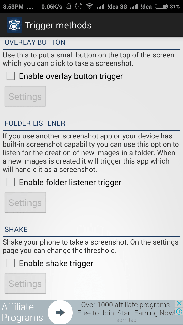 Screenshot Ultimate Trigger Methods