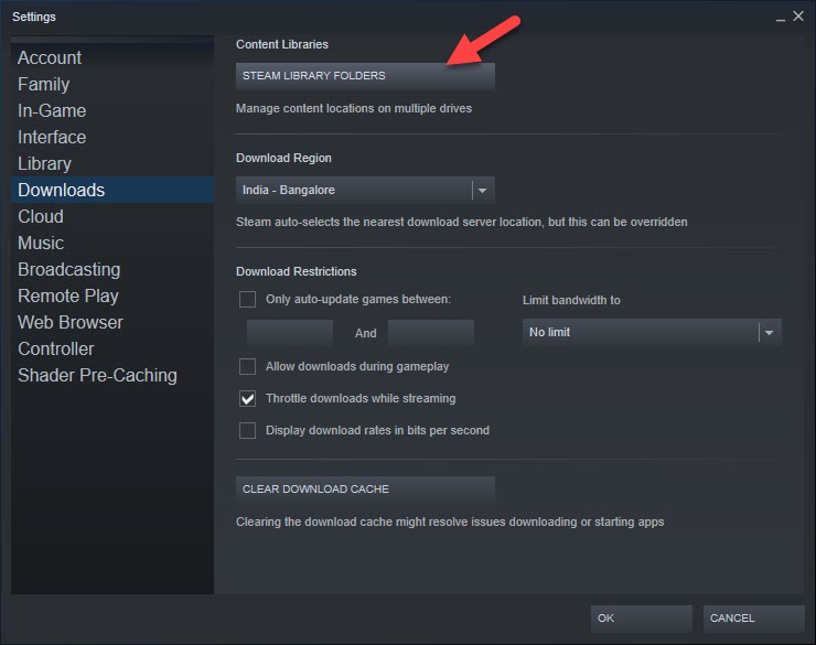 Steam Library Folders Button