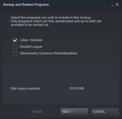 Back and Restore Programs Steam