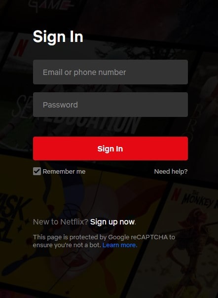 Netflix Signin Page