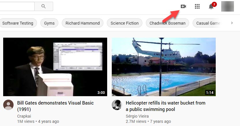 Camera Icon on YouTube