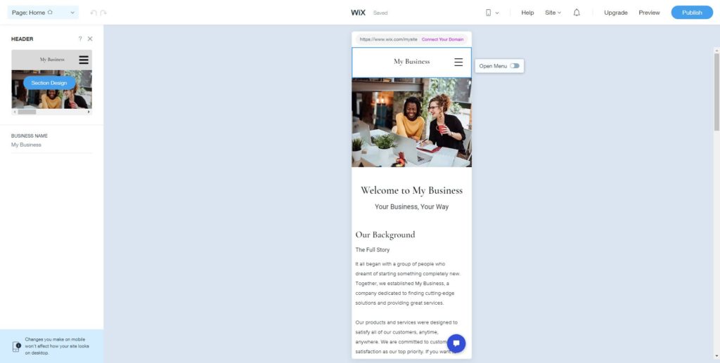 Wix ADI Mobile Friendly