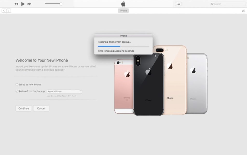 Restoring iPhone from iTunes