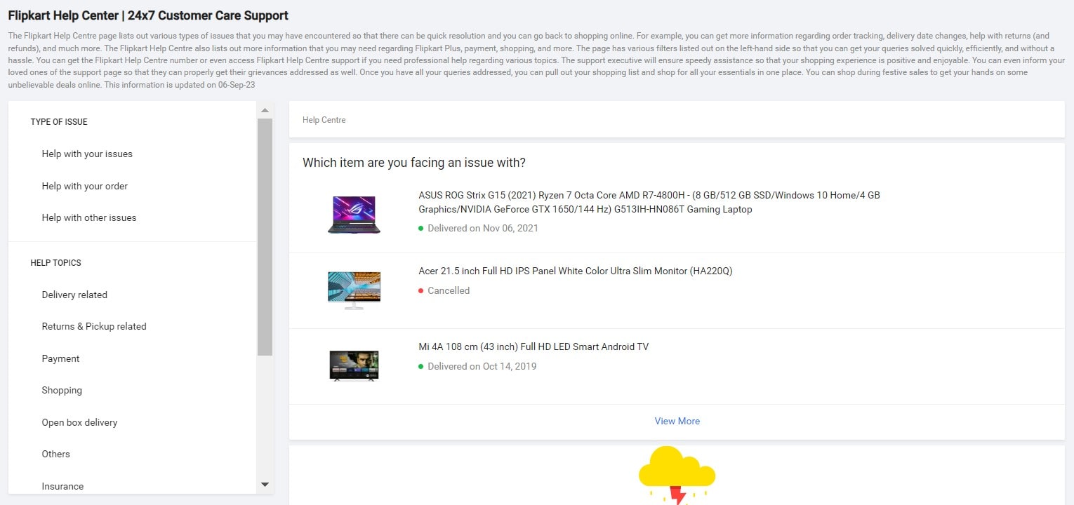 Flipkart Help Center Support