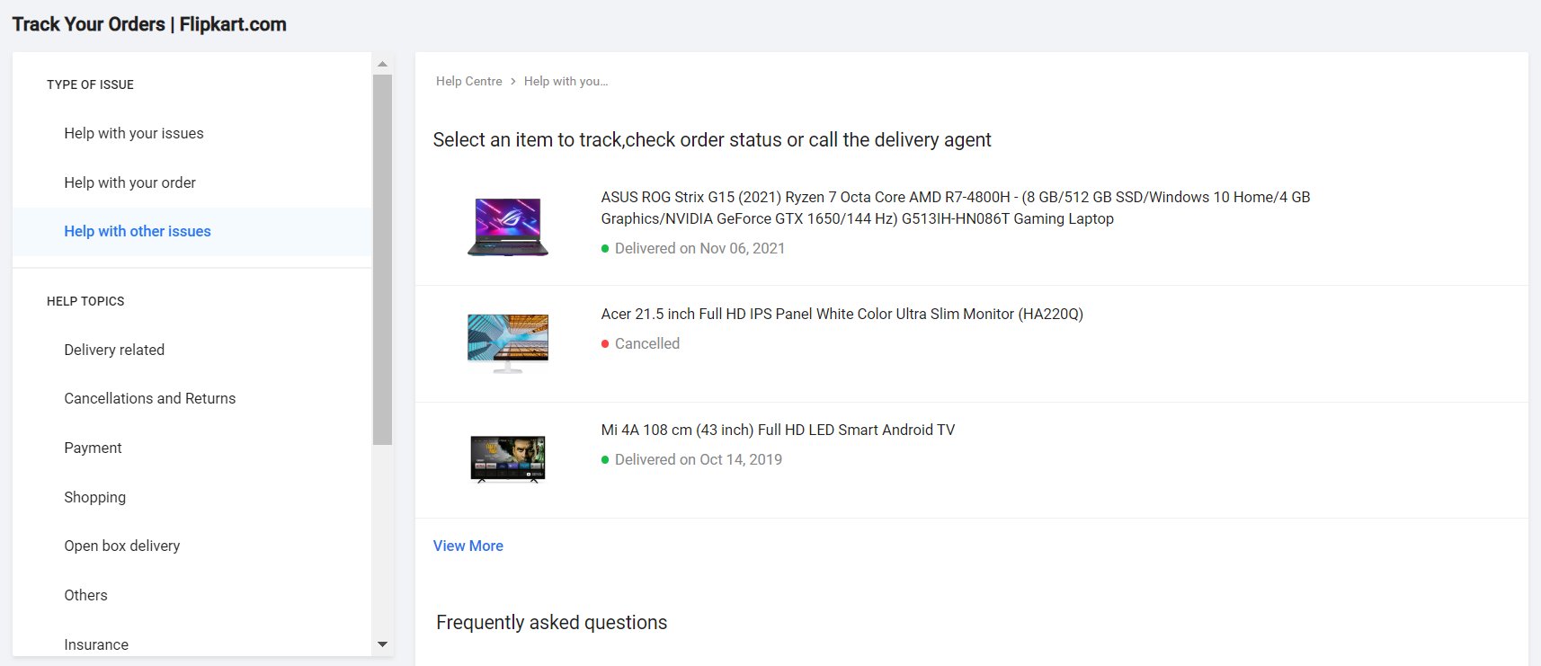 Flipkart Order Tracking Page