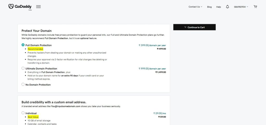 GoDaddy Additional Domain Services