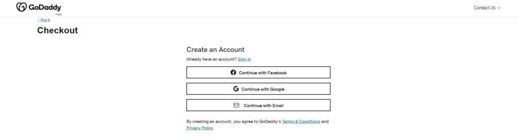GoDaddy Checkout Sign in