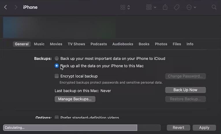 Backup iPhone from Mac