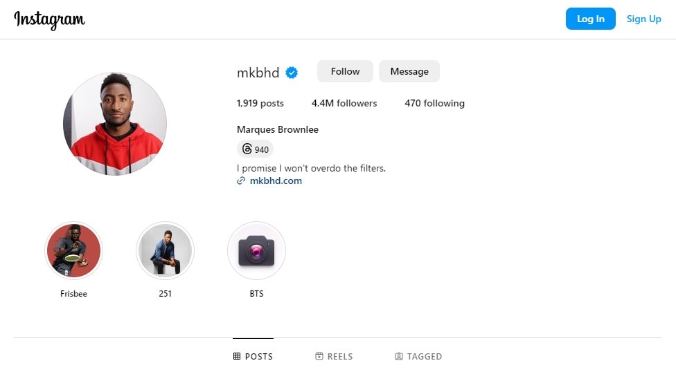 Instagram Desktop Interface
