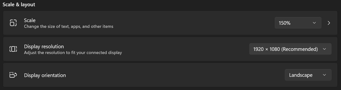 Windows 11 Scale and Layout
