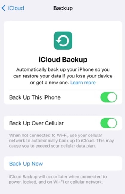 iCloud Backup on iPhone
