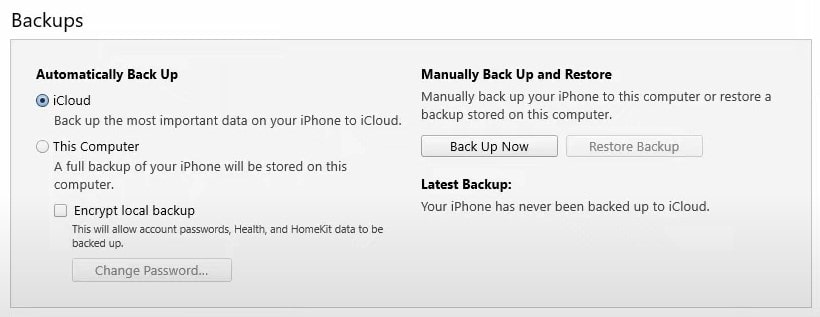 iPhone Backup from Windows iTunes