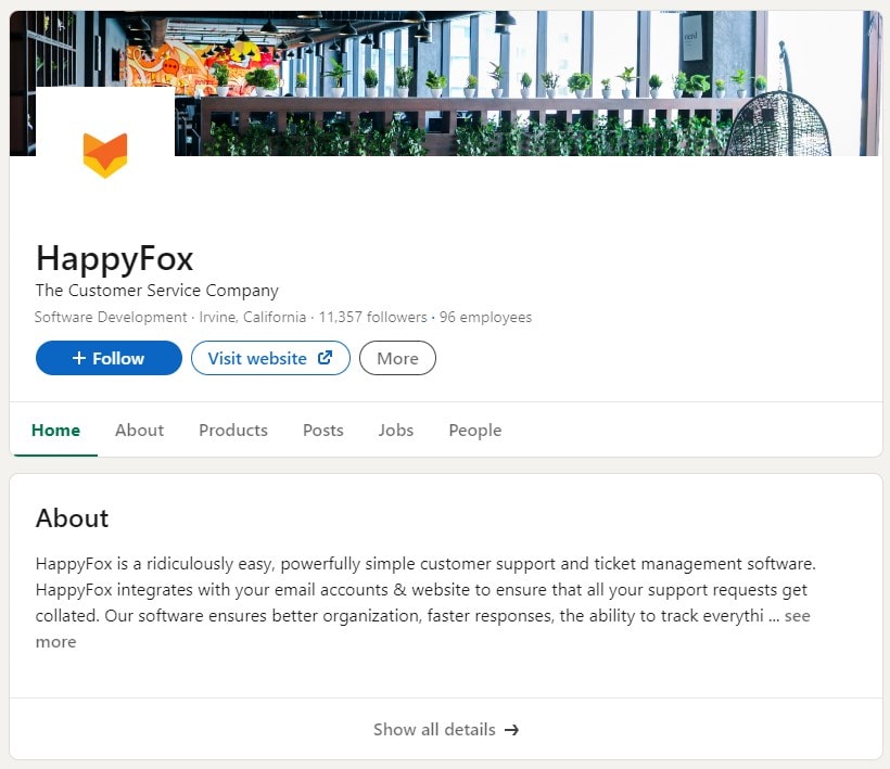 HappyFox LinkedIn Profile