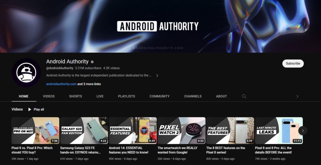 Android Authority YouTube Channel
