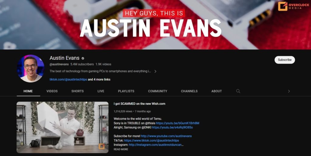 Austin Evans YouTube Channel