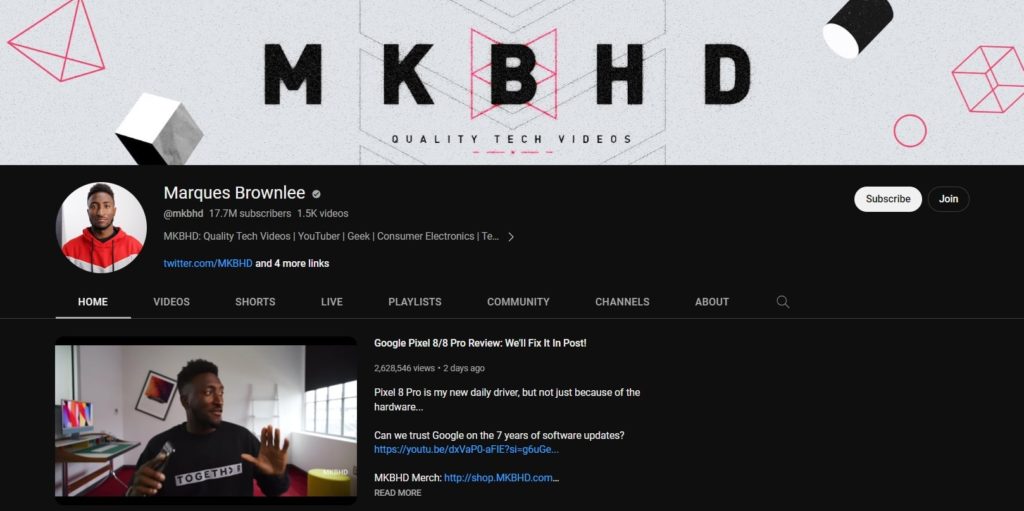 Marques Brownlee YouTube Channel