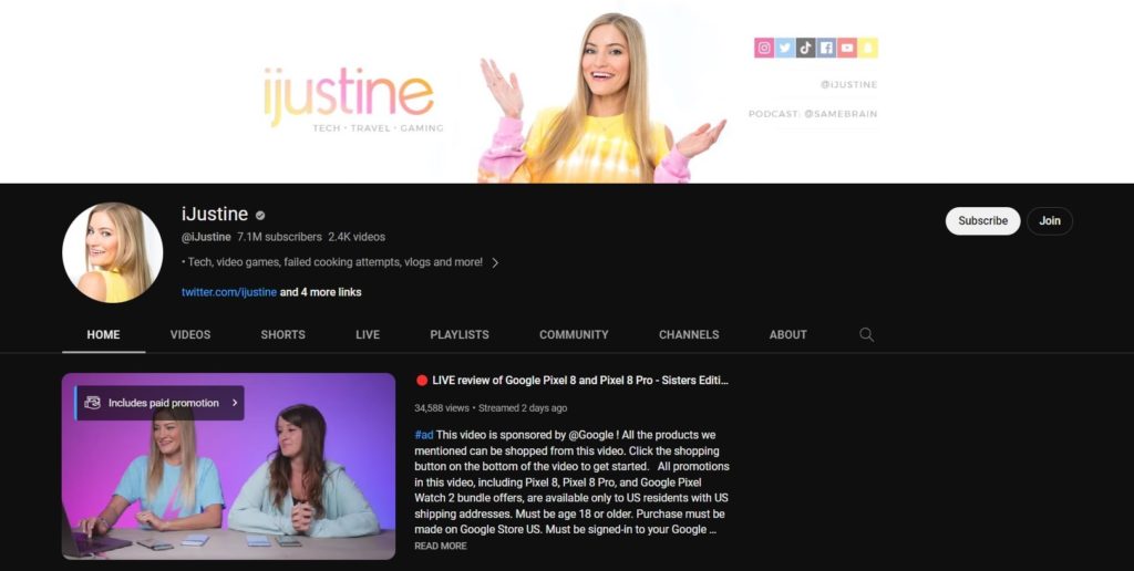 iJustine YouTube Channel