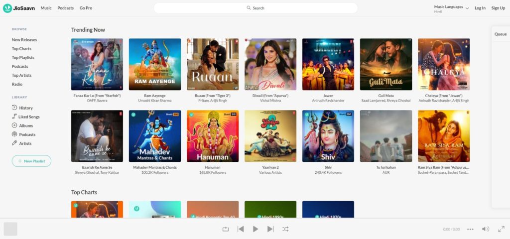 JioSaavn Free Music Website