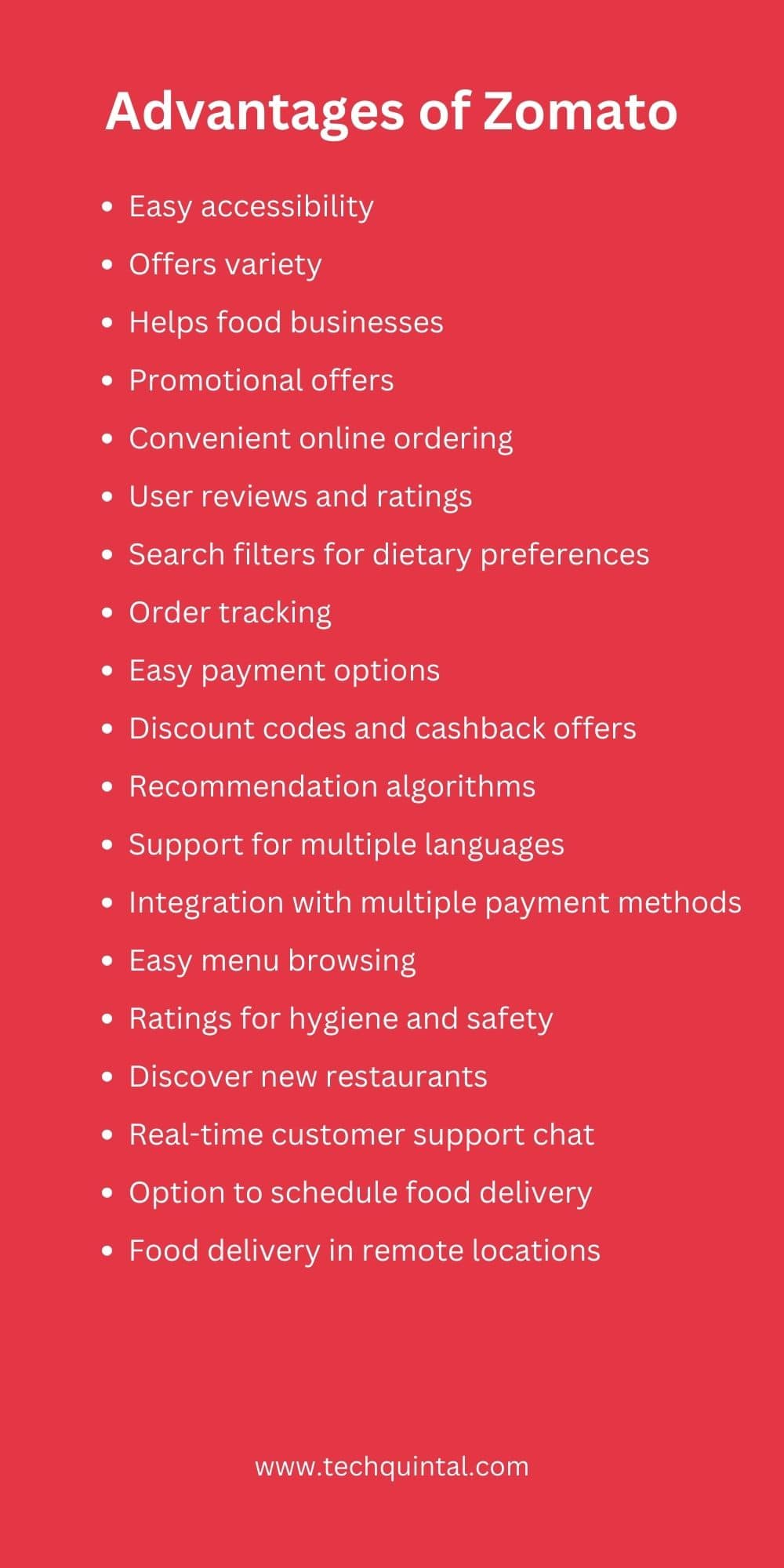 Advantages of Zomato