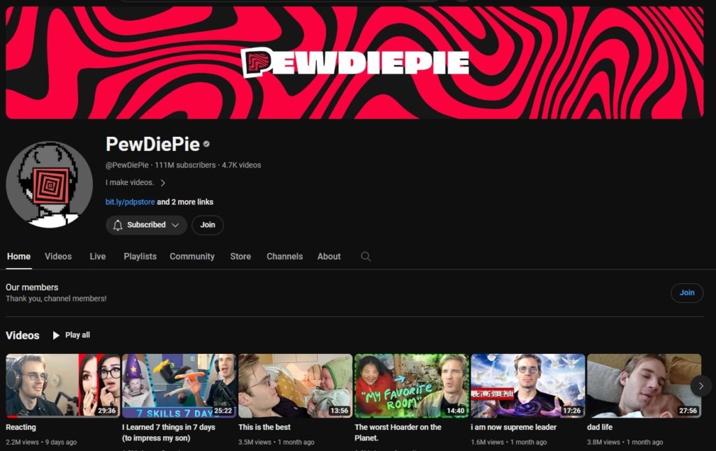 PewDiePie YouTube Channel