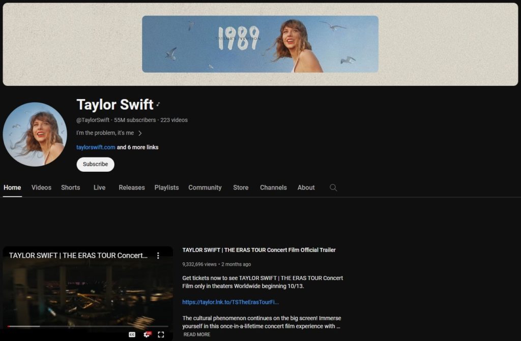 Taylor Swift YouTube Channel