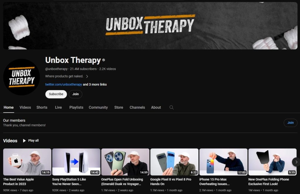 Unbox Therapy YouTube Channel