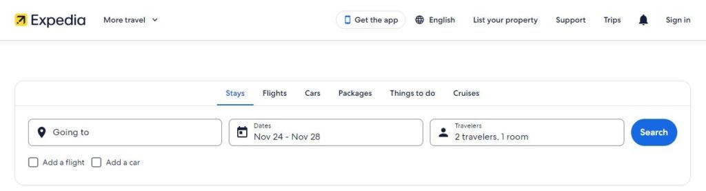Expedia Flight Search