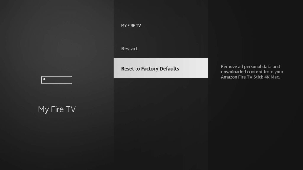 Amazon Fire TV Reset to Factory Defaults